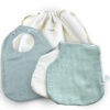 duo bavoirs en coton bio bleu tilleul Pitigaïa