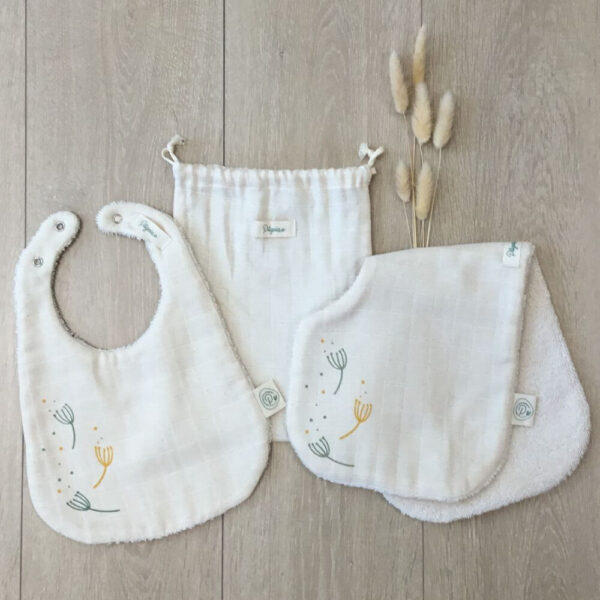 duo bavoirs en coton bio écru naturel Pitigaïa