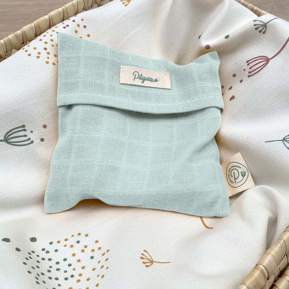 BOUILLOTTE SECHE bleu tilleul 100% COTON BIO PITIGAIA