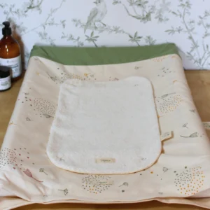housse de matelas à langer vert sauge imprimé Dandelion coton bio